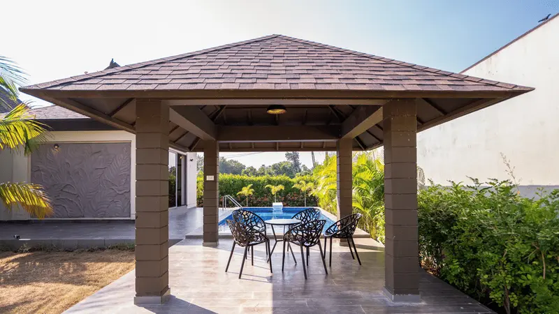 Garden gazebo sitting area