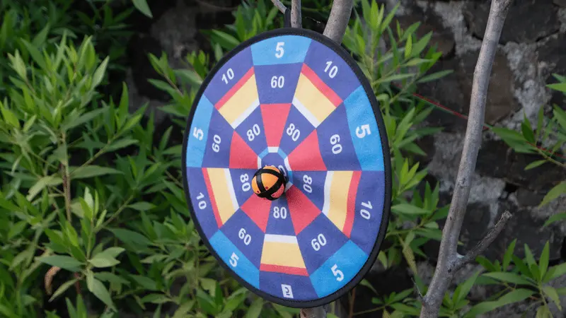 Outdoor dartboard recreational area