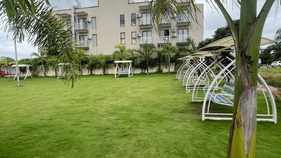 Spacious green garden lawn layout