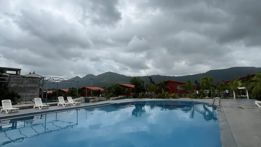 Resort pool twilight view