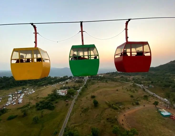 Scenic cable car ropeway ride over Saputara valley