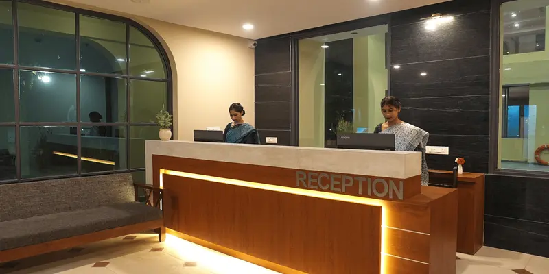 Elegant resort reception counter lobby
